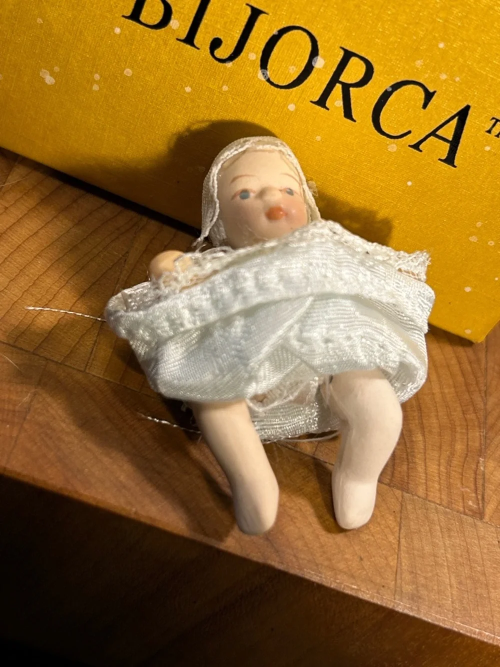Bijorca porcelain mini doll hand painted with outfit